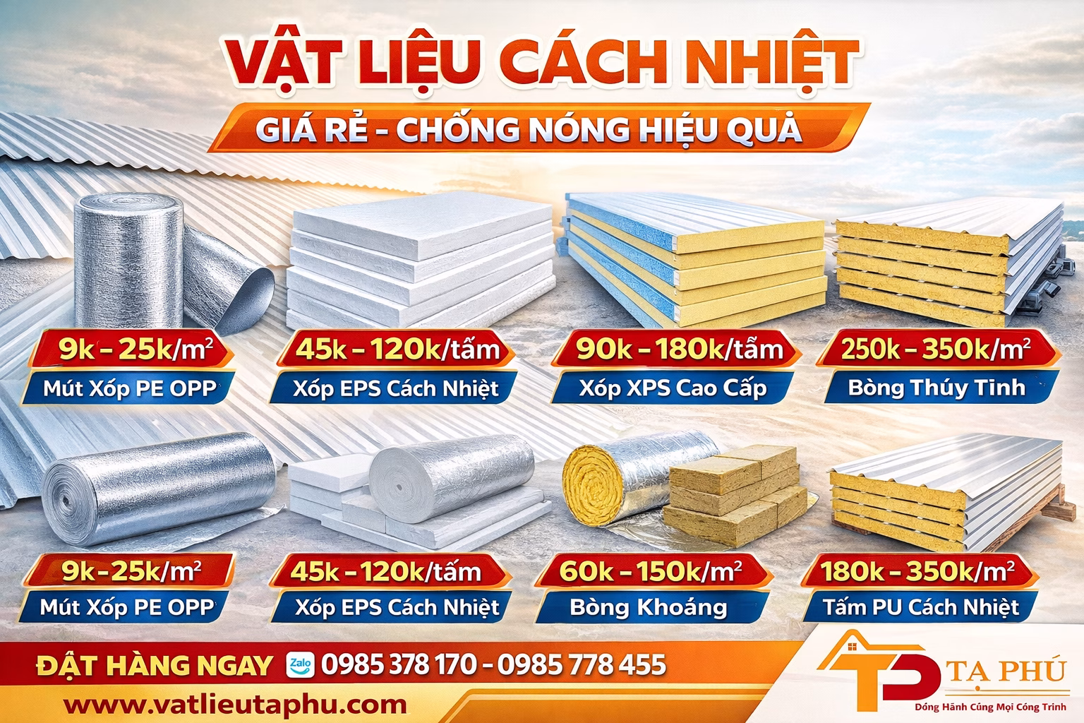 giá vật liệu cách nhiệt t3 , t4 2026